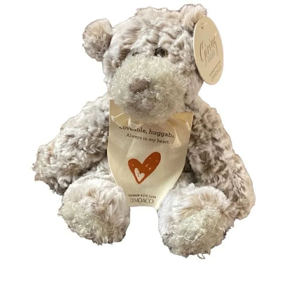 Demdaco Mini Giving Bear 8” Hand Made with Love Plush Stuffed Animal Soft NWT